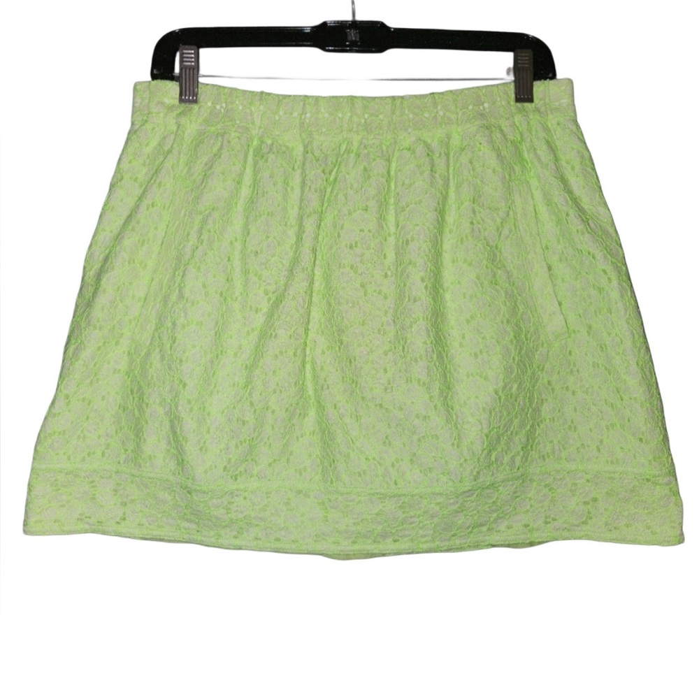 J. Crew Neon Green Eyelet Mini Skirt Size Medium